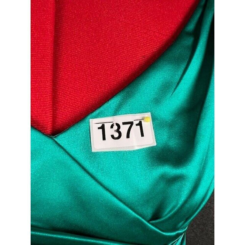 Davids Bridal Satin TEAL Ruched Bridesmaid Cocktail Holiday Party Dress Size 4 - Picture 10 of 10